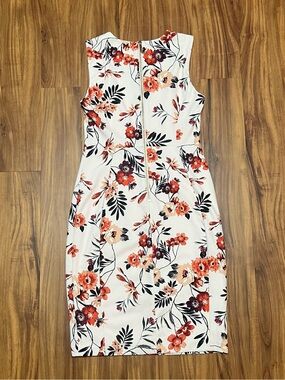 Calvin Klein Light Pink Floral Dress with Burgundy & Orange Flower